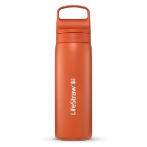 Lifestraw Bouteille filtre a eau go 2 0 kyoto acier inoxydable isolee 500 ml orange