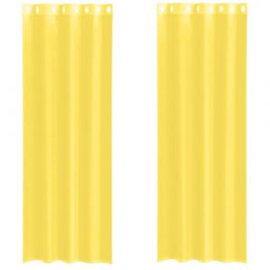 VidaXL Rideaux en voile avec &oelig;illets 2 pcs jaune