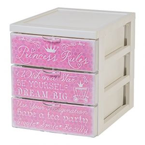 Iris Ohyama Étagère de bureau design 3 tiroirs - Style Chest - SCF-A5, plastique, thème Princesse, 6 L, 19,1 x 25,8 x 22 cm