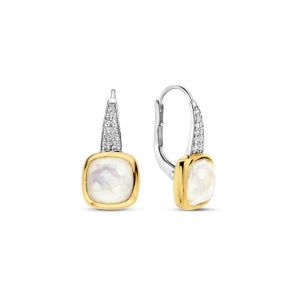 Ti sento Boucles D'Oreilles - 7969MW Argent Doré Doublé Nacre Carré Et Oxydes De Zirconium