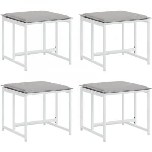 VidaXL Tabourets de jardin avec coussins 4pcs blanc acier et textilène