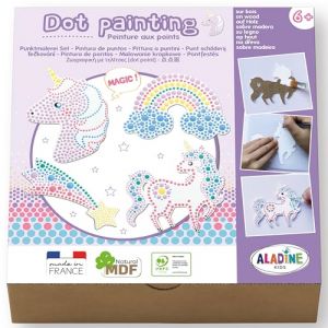 Aladine Kit Dot Painting Licorne - À partir de 6 ans - Peinture aux Points Enfant - Coffret Loisirs Créatifs - Garçon Fille - Idée Cadeau Anniversaire, Noël - 85482