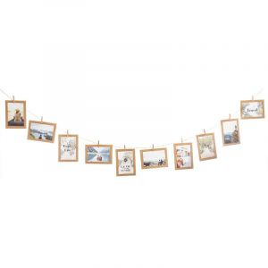 Atmosphera P&egrave;le m&ecirc;le 10 Cadre photos 10 x 15 cm avec pinces et corde Vintage loft Marron