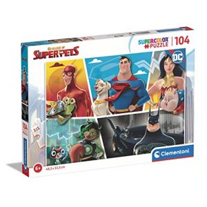 Image de Clementoni DC Superpets Supercolor Superpets-104 Pièces, Enfants 6 Ans, Puzzle Dessin Animé-Fabriqué en Italie, 27172, Multicolor