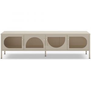 Meuble TV 4 portes en métal beige 180 cm