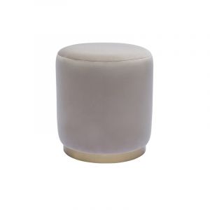 Miliboo Pouf rond en velours taupe et métal doré d40 cm amaya