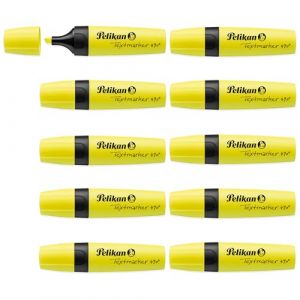Pelikan Lot de 10 surligneurs 490 jaune fluo à pointe biseautée