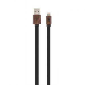 Image de T'nB C&acirc;ble USB/Lightning plat et tress&eacute;, noir et bois