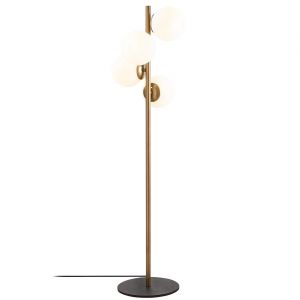 Lampadaire en métal et verre 4 globes FAZE H 130 cm Doré et blanc