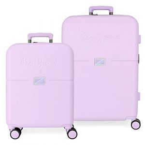 Pepe Jeans Accent Violet Valise Set 55/70 cm ABS Rigide Fermeture TSA Intégrée 116L 7.54 kg 4 Double Roues Bagage à Main