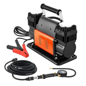 VEVOR Gonfleur Pneus Voiture 12 V Compresseur &agrave; Air Portatif Double Cylindre 300 L/min 1080 W avec Manom&egrave;tre Num&eacute;rique, Adaptateurs, Pompe &agrave; Air Tout-terrain pour Camions Voitures SUV 4x4 Camping-cars