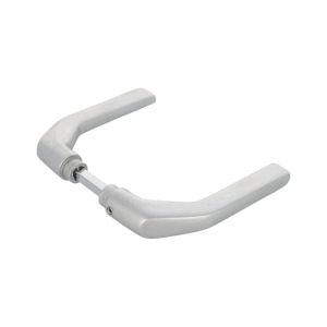 Amig - Set de Poignées de porte d'intérieur | Pognée Modèle 2113 | 130 x 61 mm | Élégant et Simple | Taille du carré 8 mm | Poignée Ergonomique | Aluminium Argenté