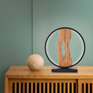 Brilliant AG Lampe de table LED Chaumont, longueur 25,8 cm, noir/bois clair