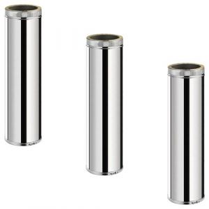 Monmobilierdesign Lot de 3 TDPI1000 Conduit double paroi isol&eacute; polycombustible longueur 100 cm Inox &Oslash;100