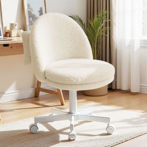 Comhoma - Chaise de maquillage, chaise de bureau, pivotante, sans accoudoirs, avec support dorsal, chaise de bureau confortable sur roulettes,