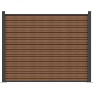 Vente-unique - Cl&ocirc;ture &agrave; poser effet bois H148 cm - Kit de 9 lames en composite co-extrud&eacute; + 2 poteaux anthracite - palizo