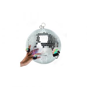 BMI Boule à Facettes Argentée 50cm FXLab avec deux points de suspension - Matériau Léger, Mirroir Poli - Light Bagues LED inclus
