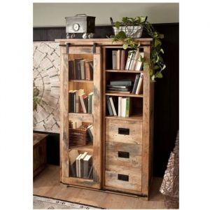 Vitrine 100x45 Manguier laqué Bois naturel RAILWAY 126