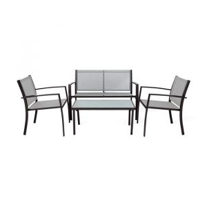 Mobili Rebecca - Salon de Jardin Rebecca Mobili Rawal 75x110x58 Acier Polyester Gris Clair Anthracite Moderne ensemble 4 pcs