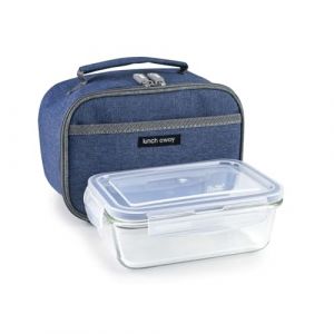 Ibili Lunch Away - Sac de transport thermique pour aliments 3,75 l avec récipient en verre inclus. Bleu