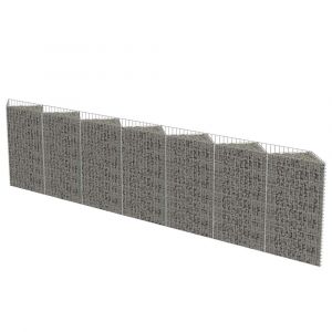 Image de VidaXL Mur de gabion Acier galvanisé 450 x 30 x 100 cm | Argent - Pelouses et jardins - Jardinage - Pots et cache-pots | Argent