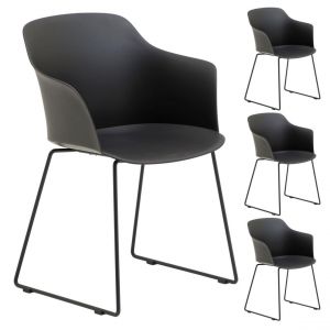 Image de Idimex Lot de 4 chaises de jardin FORO en plastique noir