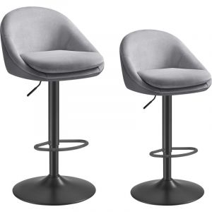 Tabourets de bar lot de 2 pivotant à 360° acier gris