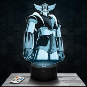 Lampe 3D - Goldorak - Jouet Figurine Cadeau Goldorak - Veilleuse Led Tactile avec socle au choix et télécommande