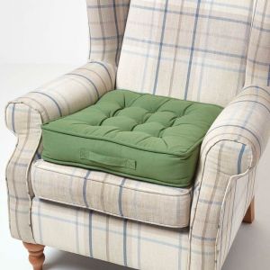 Image de Homescapes - Coussin d'assise rehausseur en coton Vert foncé, 50 x 50 x 10 cm - Vert foncé