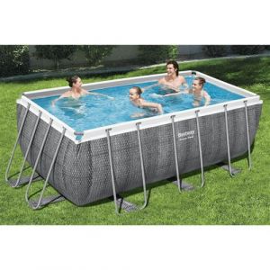 Bestway Ensemble de piscine rectangulaire Power Steel 412x201x122 cm, piscine à cadre, ensemble de piscine,, piscine hors sol, piscine familiale