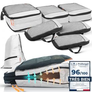 Organisateur Valise Compressible – Gagnez 70% d’Espace | Sac Compression Voyage Léger et Résistant | Rangement Valise Organisateur | Packing Cubes