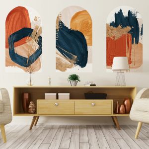 Ambiance Sticker Papier peint intissé pré-encollé fresques géants - ARCHES ABSTRAITS ROUGES ET BLEUS - adhésif décorative - 60x90cm
