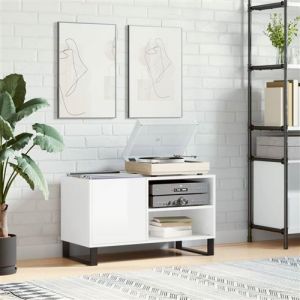 VidaXL Armoire à disques blanc brillant 85x38x48 cm bois d'ingénierie