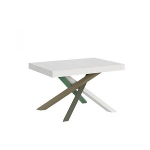 Table extensible - Volantis - Fr&ecirc;ne Blanc - 90x140/244 cm - Pour 12 personnes