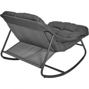 The home deco factory Fauteuil à bascule en métal Tenerife gris anthracite