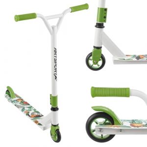 Image de ArtSport Trottinette Stunt Hawaiana – Trottinette Freestyle pour Enfants et Adolescents – Guidon à 360°, Roues en Aluminium de 100 mm - Trottinette pour Enfants Blanc Vert