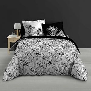 Housse de couette et deux taies percale de coton (260 cm) Cabana Noire