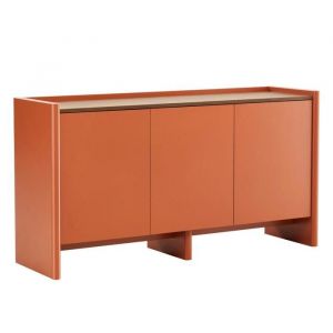 Oviala Buffet 3 portes moderne rectangulaire L140 cm brique