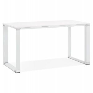 Image de Alter Ego Petit bureau droit design 'XLINE' en bois blanc - 140x70 cm