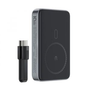 Powerbank magn&eacute;tique 10000mAh inductif 2x USB-C PD 30W + c&acirc;ble USB-C - noir