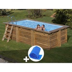 Sunbay Kit piscine bois Marbella 4,27 x 2,77 x 1,19 m + Bâche à bulles