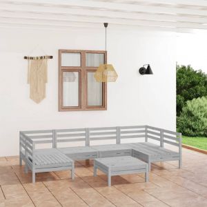 VidaXL Les Tendances - Salon de jardin 7 pcs Blanc Bois de pin massif