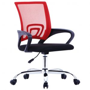 Image de VidaXL Chaises de Bureau avec Dossier en Maille Rouge Tissu Ordinateur Travail