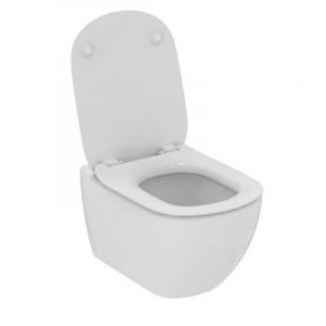 Ideal Standard TESI Ensemble Cuvette WC Suspendu Sans bride, Abattant UltraFin, Simple sans frein de chute, Technologie Aquablade, Cuvette de toilette Blanc T354701