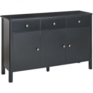 Beliani Commode à 3 Portes et 3 Tiroirs Noire en MDF Bois de Pin et Métal Peinte Olate