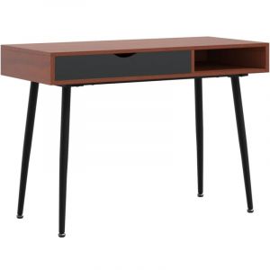 Bureau Table Poste De Travail Meuble D'ordinateur Informatique Étude D'ordinateur Avec Tiroir 110 X 50 X 75 Cm Brun Helloshop26 02_0023702