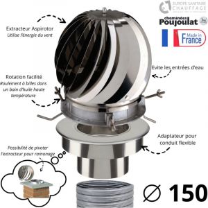 Poujoulat Extracteur fumées Aspirotor + adaptateur tubage 150 Diamètre 150