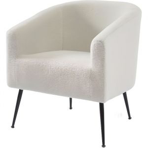 Fauteuil en tissu bouclette blanc