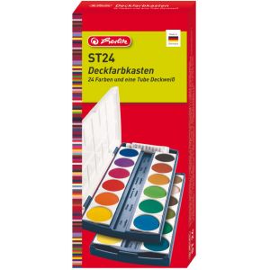 Herlitz Pastilles de gouache ST24, 24 couleurs, en plastique - Lot de 2
