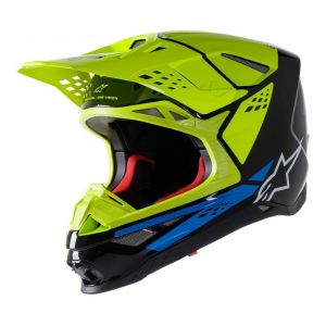 Alpinestars Casque cross SUPERTECH S-M8 FACTORY - BLACK YELLOW FLUO BLUE GLOSSY 2022